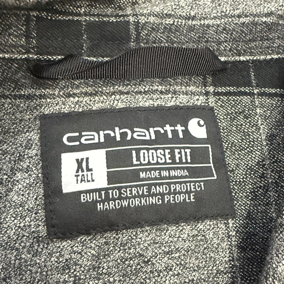 Carhartt Black and Gray Plaid Shirt heavy duty cotton sz XL TALL - Picture 5 of 9